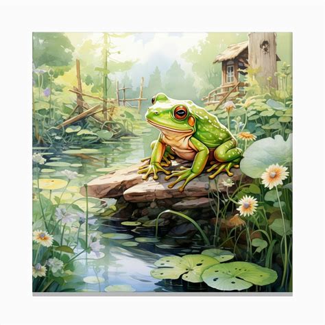 Watercolour Frog Canvas Print by DirtyRocket - Fy