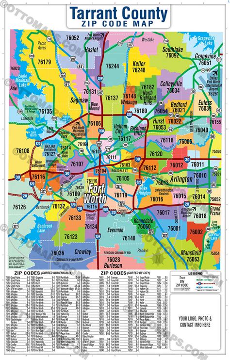 Tarrant County, TX Zip Code Map – Otto Maps