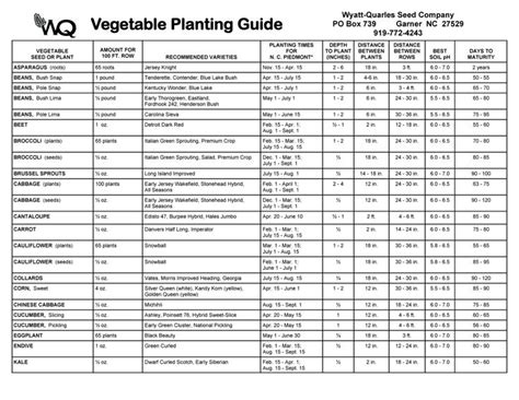 Fertilizer Vegetable Garden Chart