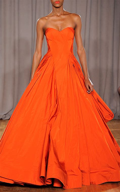 Lyst - Zac posen Taffeta Gown in Orange