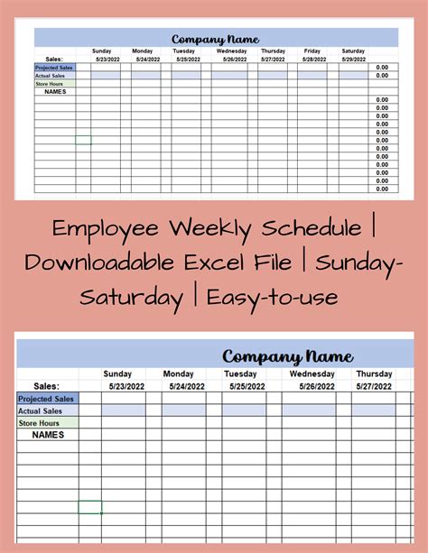 Excel Template For Scheduling