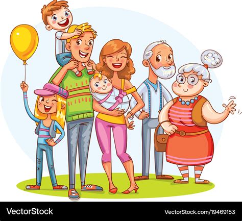 My big family together funny cartoon character Vector Image