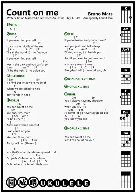 圍威喂 ukulele: Bruno Mars Count On Me [ukulele chord + 教學]