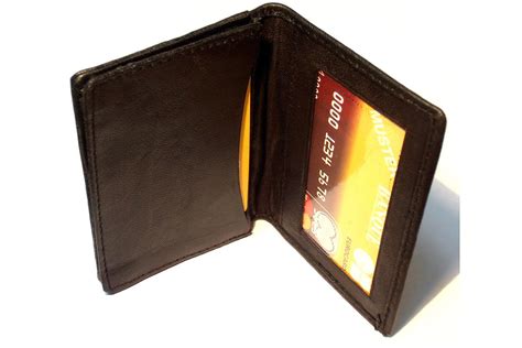 Men's Leather Credit Card & ID Holder Slim Design in Black 3 x 4 inches ...