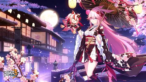 Yae Sakura Moonlight Cherry Blossom Live Wallpaper - MoeWalls