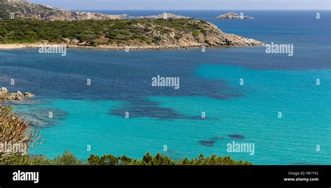 View of the wonderful beach of Spiaggia di Tuerredda, Sardinia Stock ...