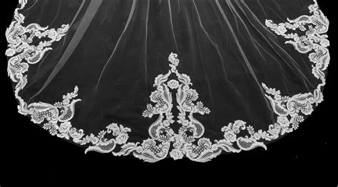 Beaded French Alencon Lace Royal Cathedral Wedding Veil