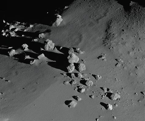 Rocks on the surface of comet 67P/Churyumov–Gerasimenko, captured by ...