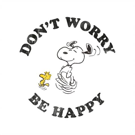 Peanuts Snoopy And Woodstock Running Dont Worry Be Happy Mens T-ShirtHeavy cotton classic fit ...