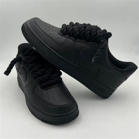 Nike Air Force 1 Black “Rope Laces” – EV8 Style