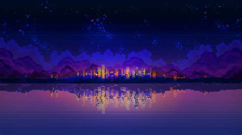 2048x1152 Resolution PixelArt Night Landscape 2048x1152 Resolution Wallpaper - Wallpapers Den