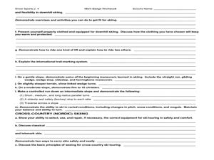 Snow Sports: merit badge Worksheet for 5th - 12th Grade | Lesson Planet