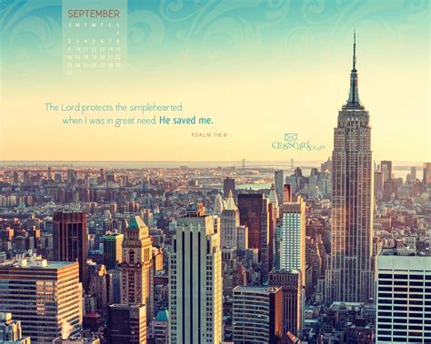 Sept. 2012 - Psalm 116:6 Desktop Calendar- Free September Wallpaper