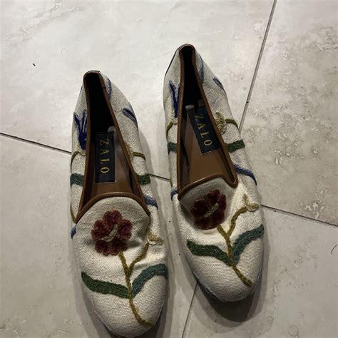 ZALO Needlepoint Floral Slides Shoes 7.5 - Gem