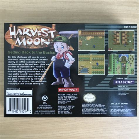 Harvest Moon Snes Us Version With Retail Box - Video Game, Game Accessories