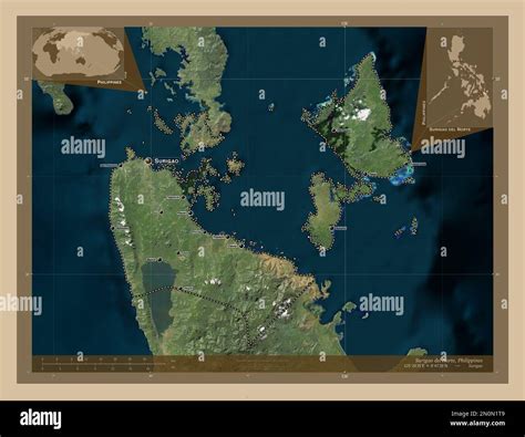 Surigao del Norte, province of Philippines. Low resolution satellite ...