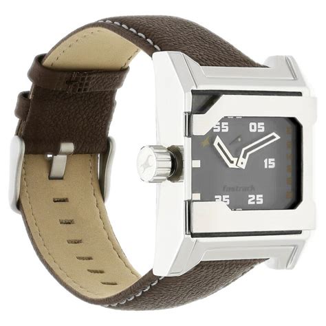 Fastrack Quartz Analog Grey Dial Leather Strap Watch for Guys