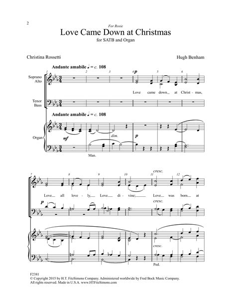 Love Came Down At Christmas by Hugh Benham Sheet Music for SATB Choir at Sheet Music Direct