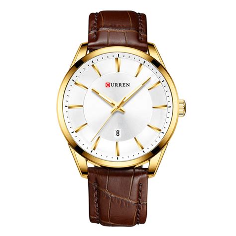 Curren 8365 Brown Leather Strap White Dial Men's Gift Watch