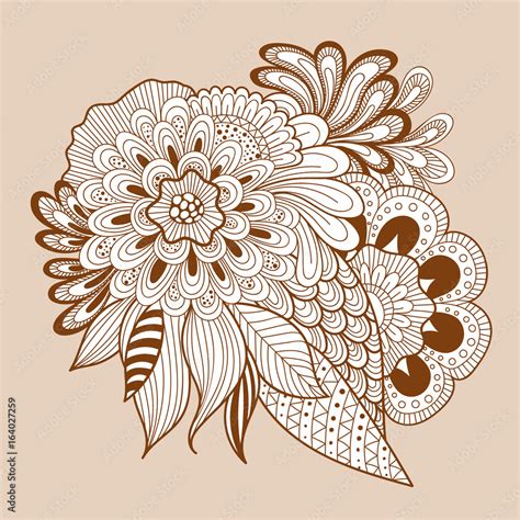 Beautiful doodle art floral composition. Henna tattoo flower template ...