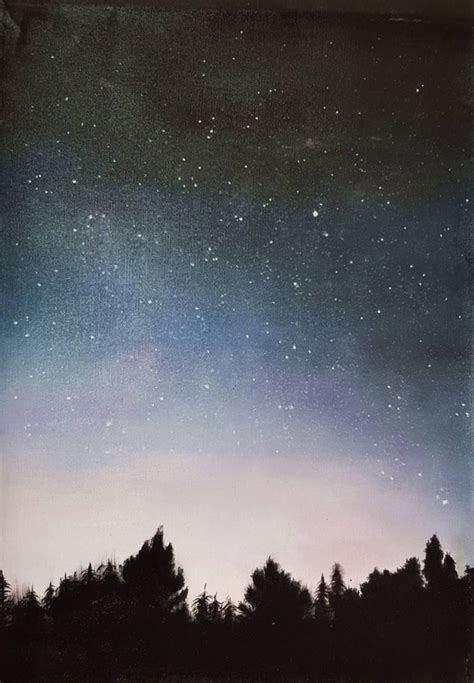 Stars in The Night Painting by Elena Mishkina | Original landscape ...