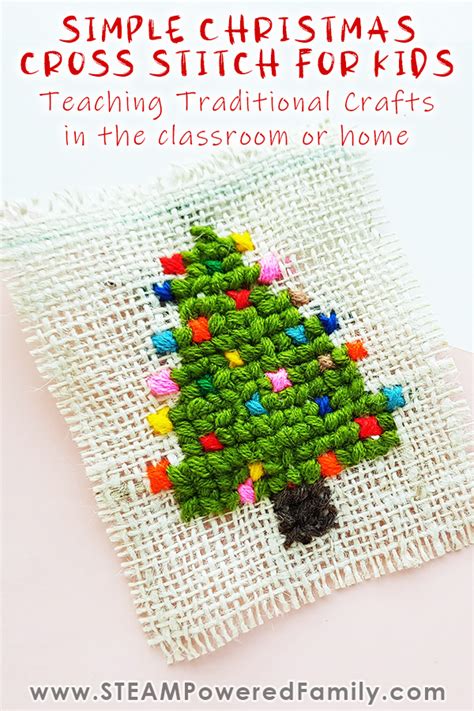 Simple Christmas Cross Stitch Project for Kids - Budget Friendly Crafting