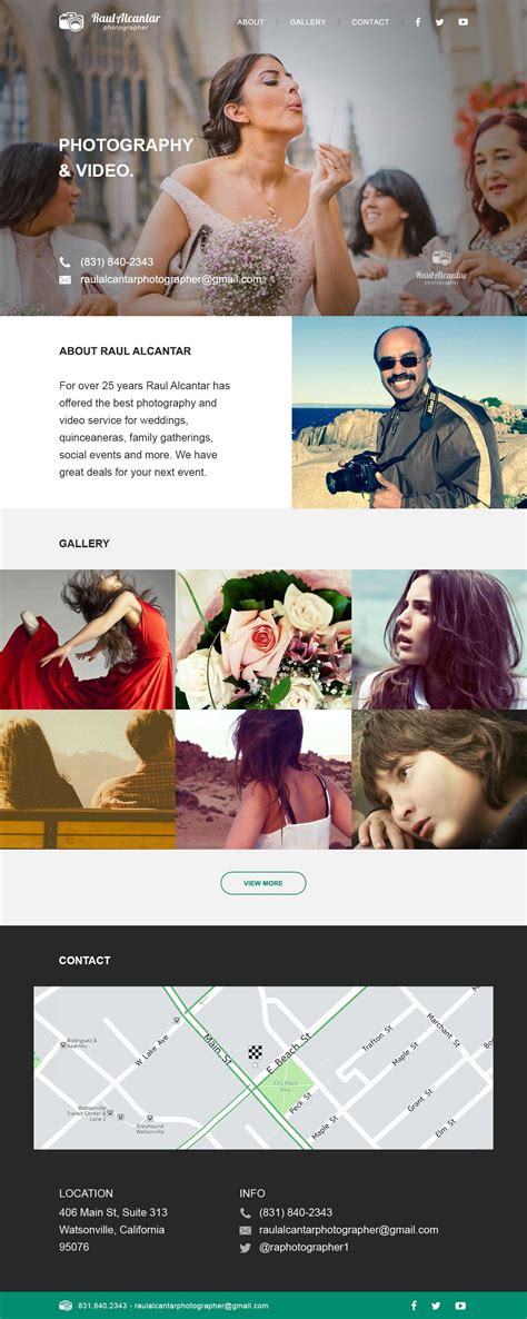 Photography Wordpress website template. This is the landing screen for the desktop version ...