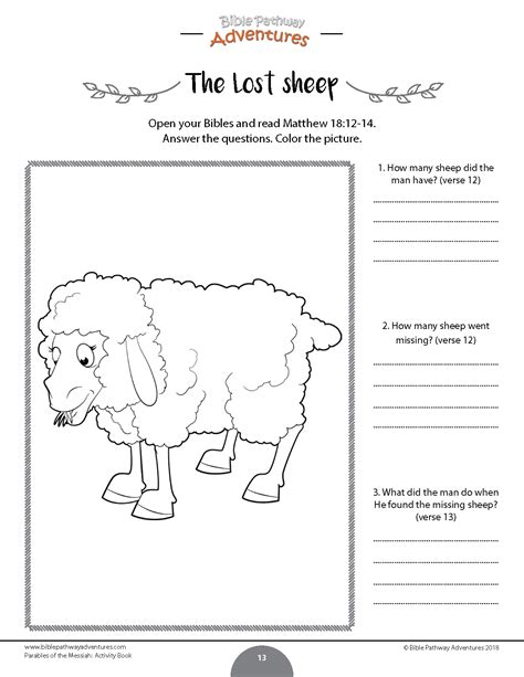 The Lost Sheep Activities For Kids