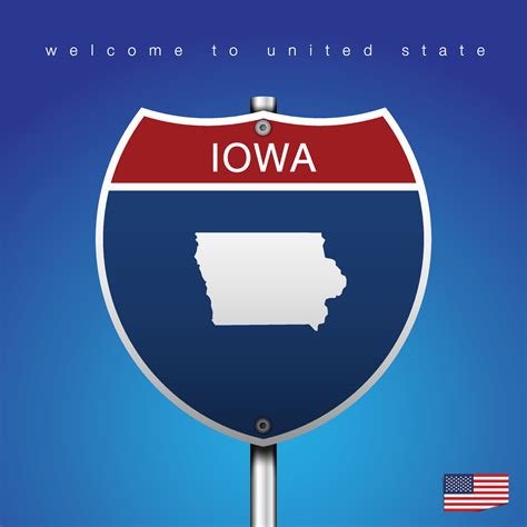 Sign Road America Style Iowa and map 3494678 Vector Art at Vecteezy