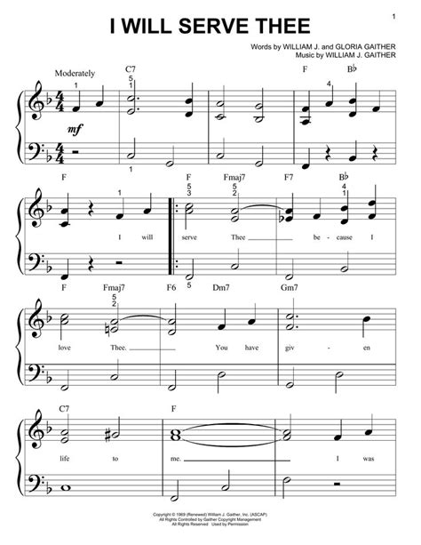 Bill & Gloria Gaither I Will Serve Thee Sheet Music Notes, Chords in 2022 | Sheet music notes ...