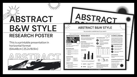 Póster de investigación estilo abstracto en blanco y negro