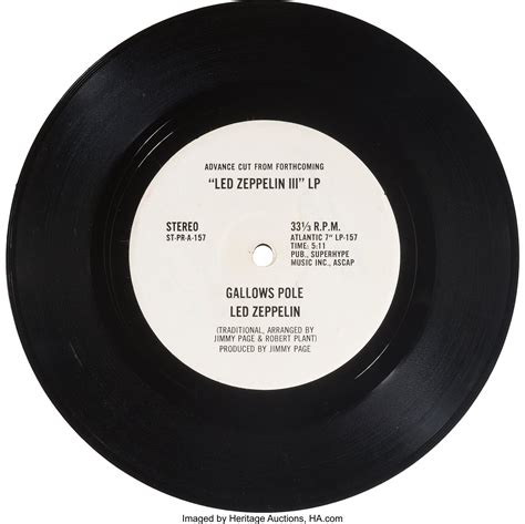 Led Zeppelin "Gallows Pole" US White Label Promo 7-Inch Single | Lot #89158 | Heritage Auctions