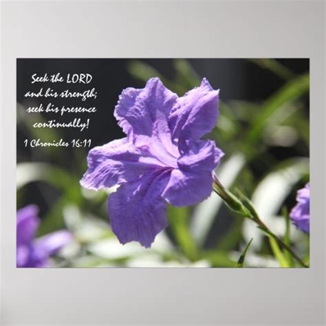 Pretty purple bloom w/ bible verse about faith poster | Zazzle