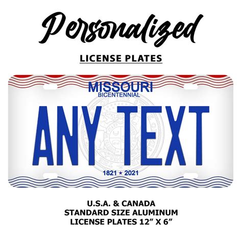 Custom Missouri License Plate Personalized Name All 50 | Etsy