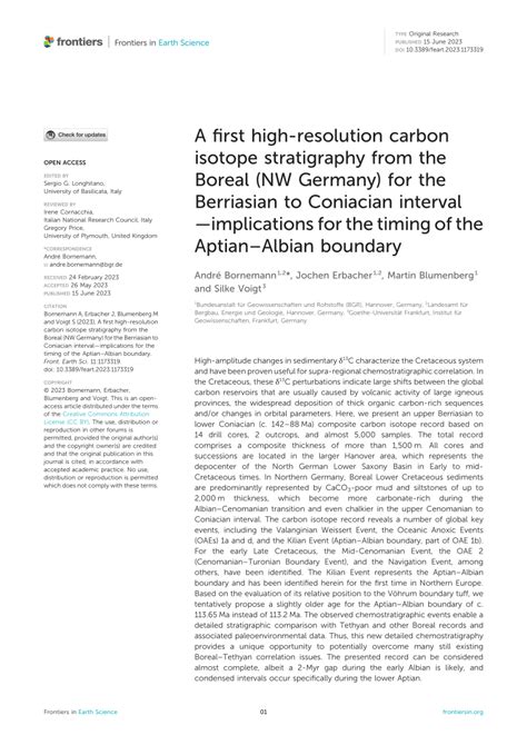 (PDF) A first high-resolution carbon isotope stratigraphy from the Boreal (NW Germany) for the ...