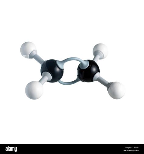 Ethene molecule. Atoms are represented as spheres and are colour-coded: carbon (black) and ...