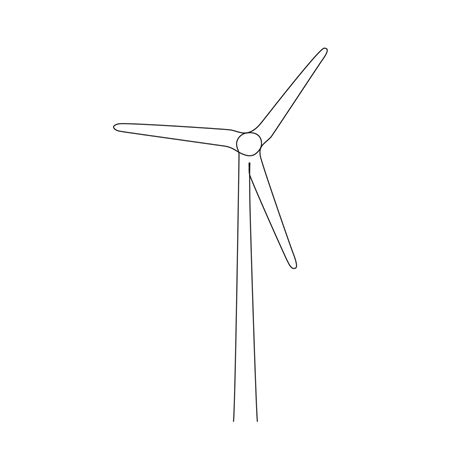 Wind mill, wind generator energy, single continuous line art drawing ...