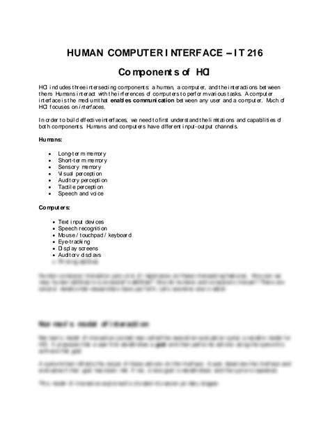 SOLUTION: Hci components of hci - Studypool