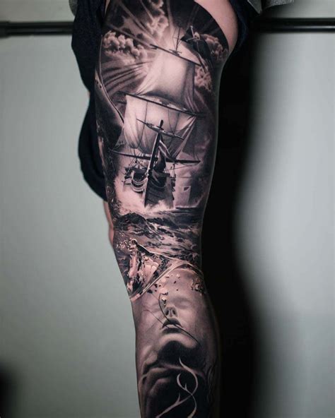 nautical leg tattoo sleeve | Tatuaje de manga de la pierna, Tatuaje de barco, Tatuaje de manga ...