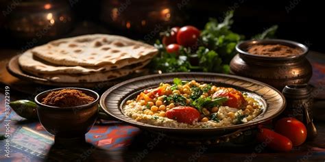 Egyptian breakfast with traditional dishes like foul medames taameya ...