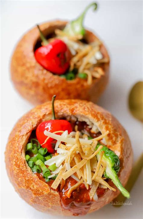 Cheesy Chili Bread Bowl + Garlicky Fried Tortillas