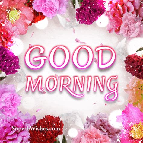 Fantastic Good Morning Glitter GIF With Falling Rose Petals | SuperbWishes