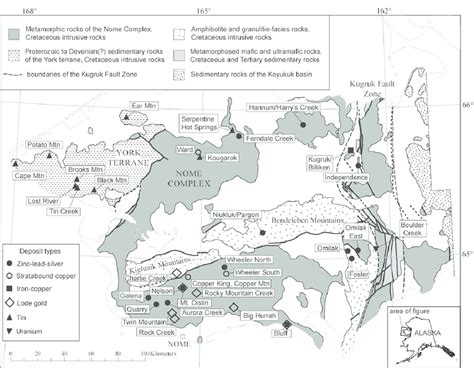 Simplified geologic map of Seward Peninsula showing major metallic... | Download Scientific Diagram