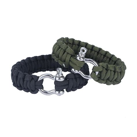 Stainless Steel 550 Survival Paracord Bracelet Shackle Buckle Parachute Cord Rope Outdoor ...