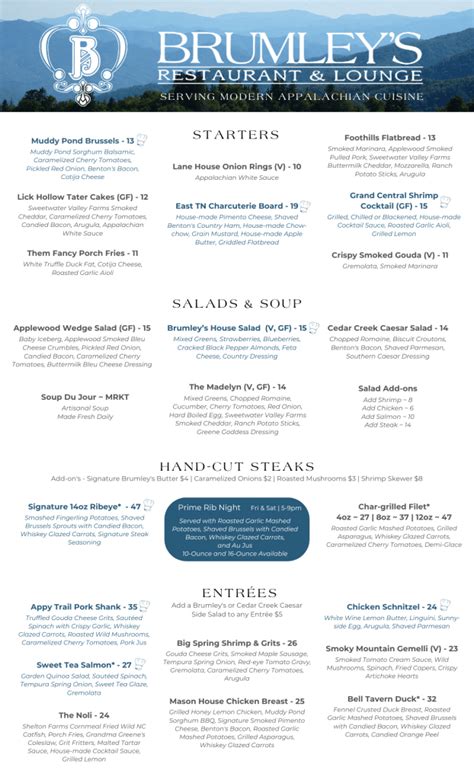 Menu – The General Morgan Inn and Conference Center