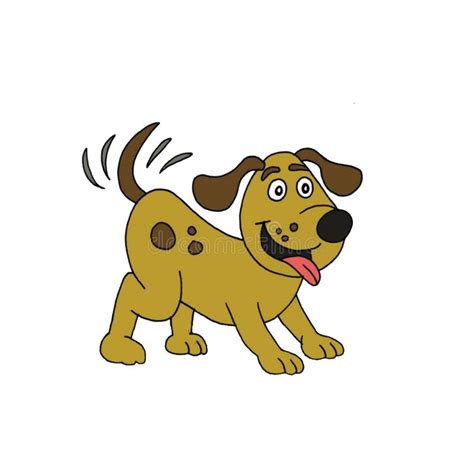 Happy Dog Wagging Its Tail with White Background Cartoon Stock ...