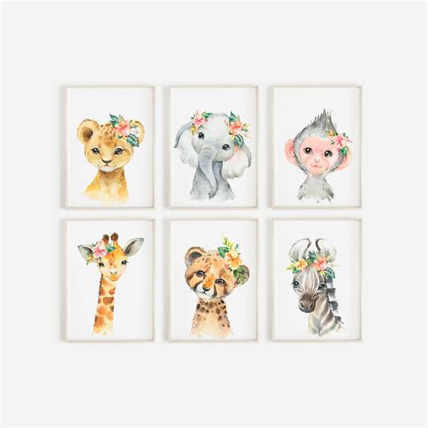 Safari Animals Baby Girls Nursery Set Safari Nursery Decor | Etsy