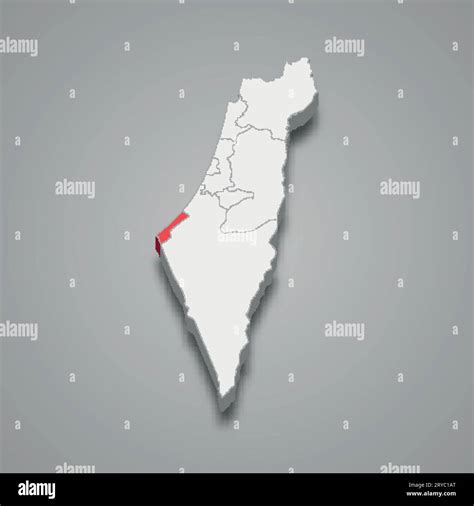 Gaza Strip district location within Israel 3d isometric map Stock ...