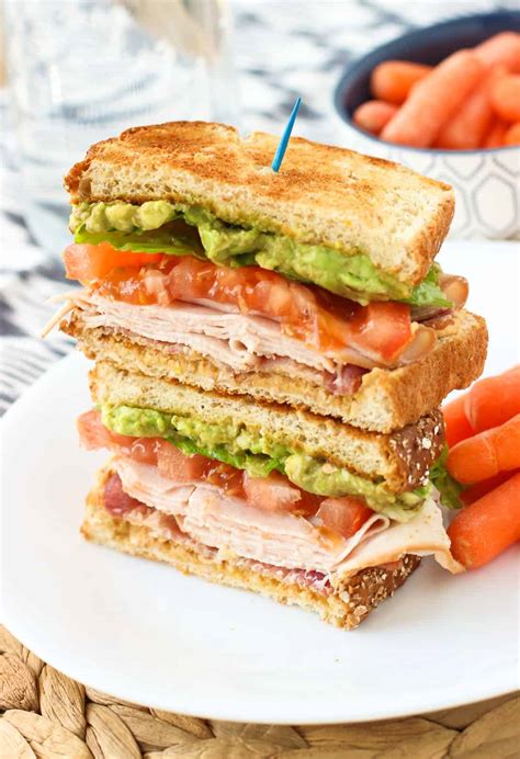 Hummus Avocado Turkey Club Sandwich