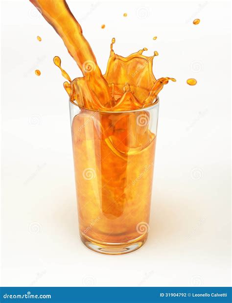 Orange Juice Pouring into a Glass, Forming a Splash. Stock Photo ...